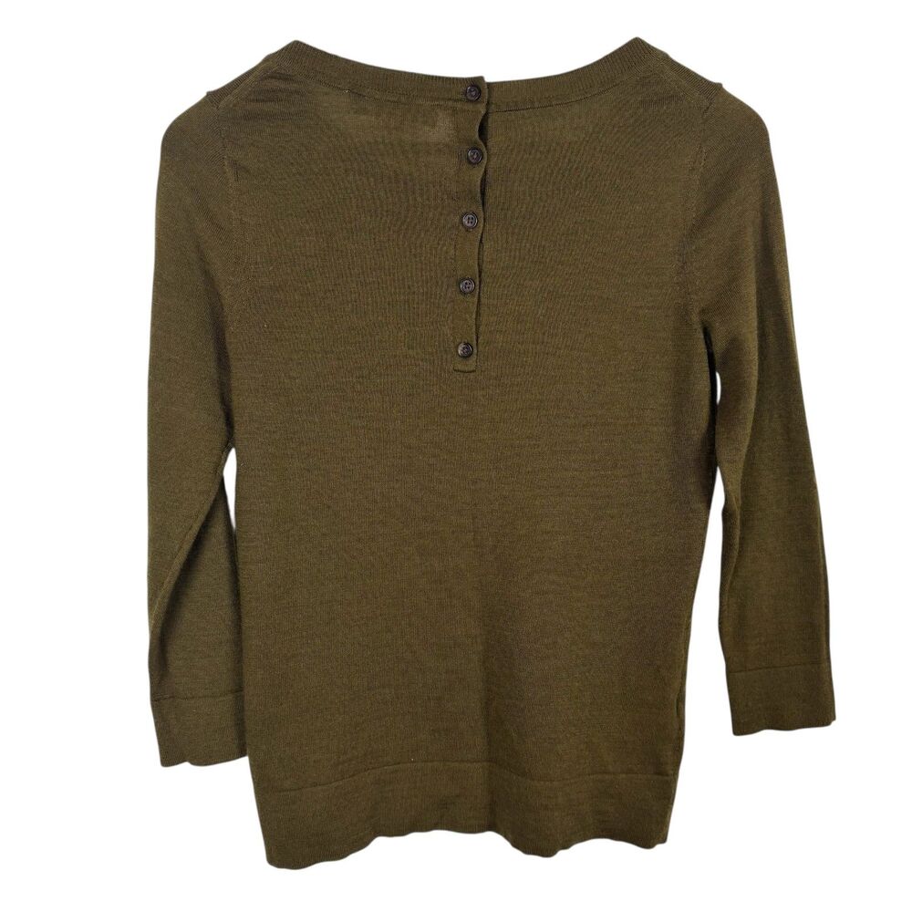 Loft Wool Blend Green 3/4 Sleeve Shirt Top Women’s Small - Picture 2 of 4